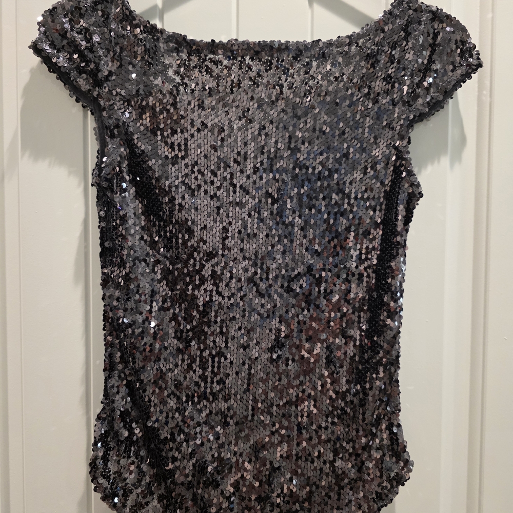 Free People Glittering Black Sequin Blouse Perfect For That Holiday Party